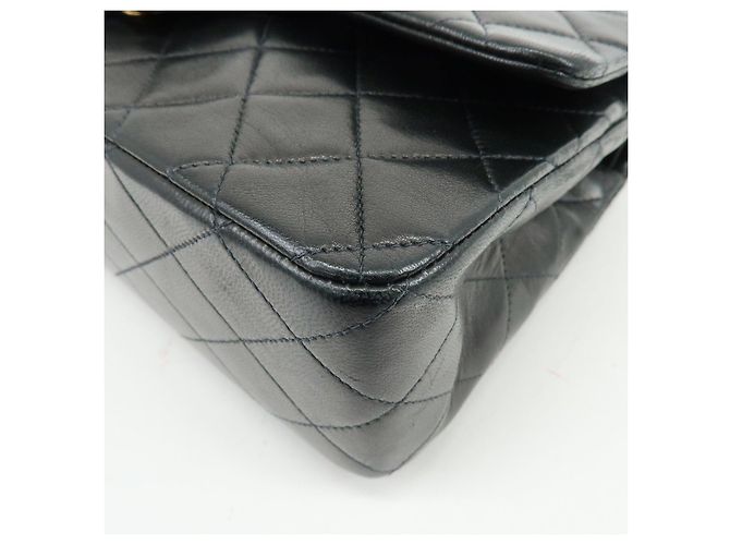 Borsa a tracolla con catena CHANEL Matelasse 25 Double Flap Nera A01112 - vista 10