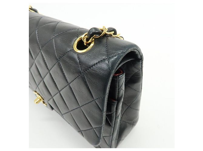Borsa a tracolla con catena CHANEL Matelasse 25 Double Flap Nera A01112 - vista 13