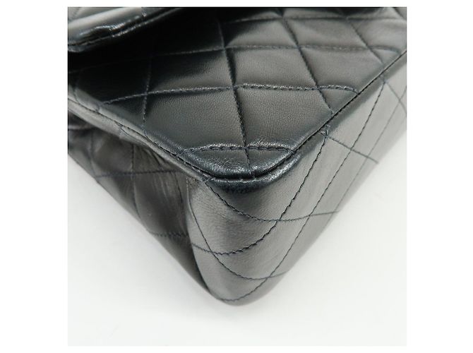 Borsa a tracolla con catena CHANEL Matelasse 25 Double Flap Nera A01112 - vista 9