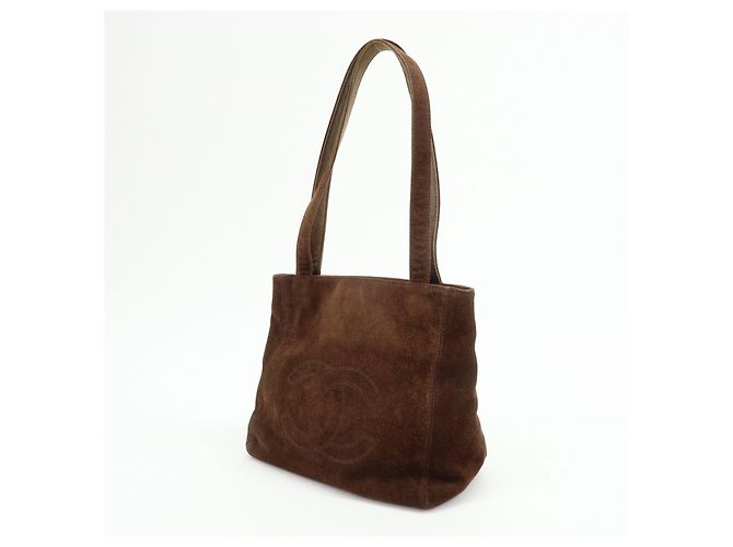 Borsa Tote e Borsa a Spalla CHANEL COCO Mark in camoscio Marrone - vista 3