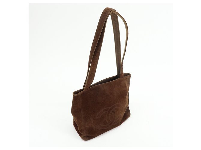 Borsa Tote e Borsa a Spalla CHANEL COCO Mark in camoscio Marrone - vista 4