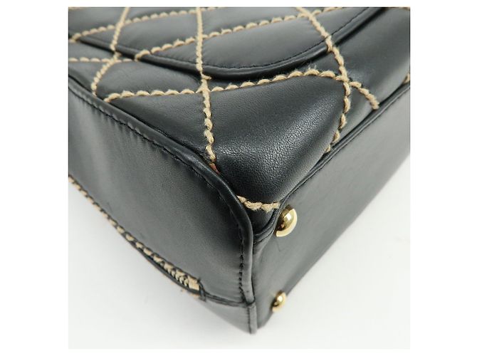 Borsa CHANEL Wild Stitch COCO Mark in pelle di vitello Nera A14693 - vista 12