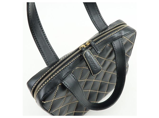 Borsa CHANEL Wild Stitch COCO Mark in pelle di vitello Nera A14693 - vista 18