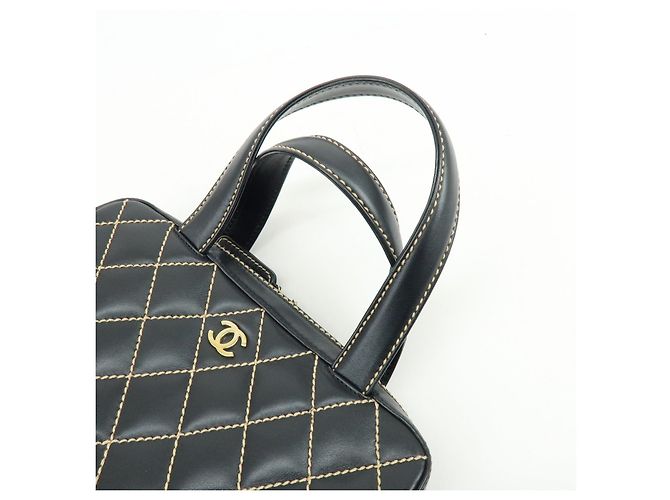 Borsa CHANEL Wild Stitch COCO Mark in pelle di vitello Nera A14693 - vista 6