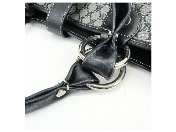 Céline CELINE Macadam Canvas Leder Tote Bag Handtasche Grau Schwarz - Ansicht 11