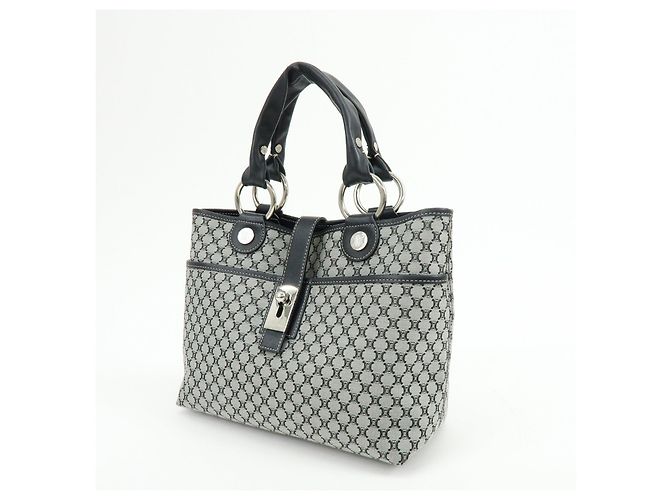 Céline CELINE Macadam Canvas Leder Tote Bag Handtasche Grau Schwarz - Ansicht 3
