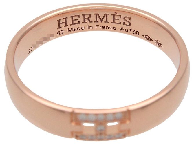 Hermès Anello HERMES Ever Hercules 11P Diamanti K18 750PG Oro Rosa #52 US6.25 - vista 4