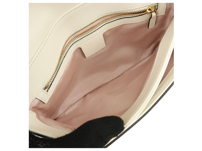 Borsa a tracolla GUCCI Double G Arli in pelle Bianca 550129 - vista 11