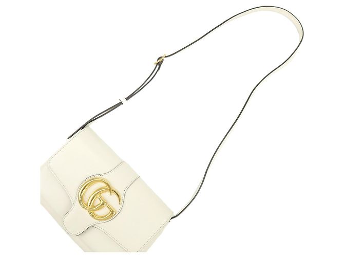 Borsa a tracolla GUCCI Double G Arli in pelle Bianca 550129 - vista 4