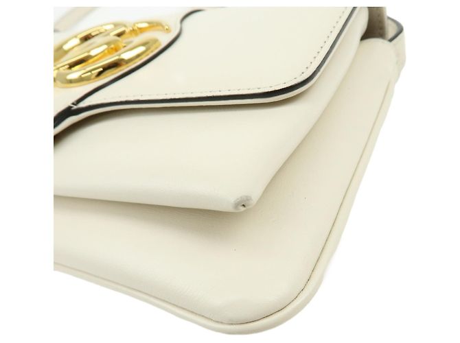 Borsa a tracolla GUCCI Double G Arli in pelle Bianca 550129 - vista 7