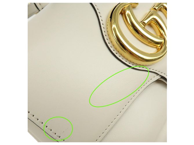 Borsa a tracolla GUCCI Double G Arli in pelle Bianca 550129 - vista 8
