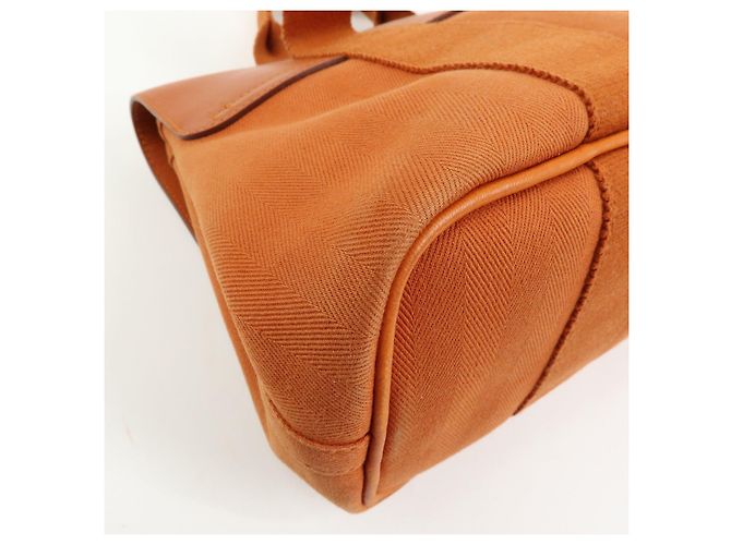 Hermès HERMES Valparaiso PM Toile Chevron Leather Tote Bag Hand Bag Orange - vista 10
