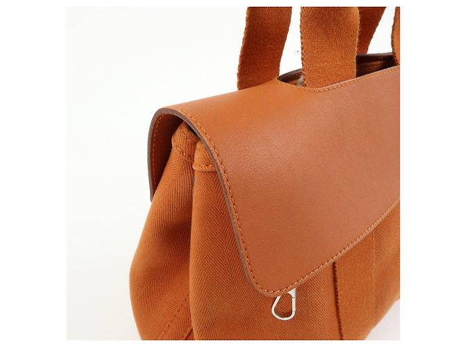 Hermès HERMES Valparaiso PM Toile Chevron Leather Tote Bag Hand Bag Orange - vista 13