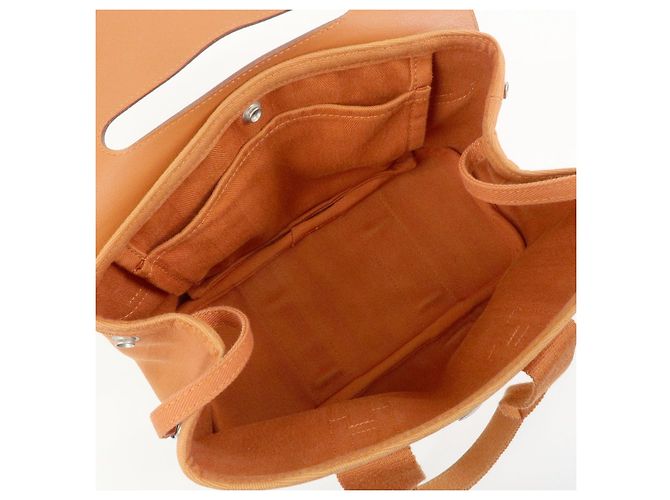 Hermès HERMES Valparaiso PM Toile Chevron Leather Tote Bag Hand Bag Orange - vista 18