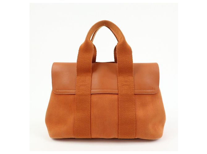 Hermès HERMES Valparaiso PM Toile Chevron Leather Tote Bag Hand Bag Orange - vista 2