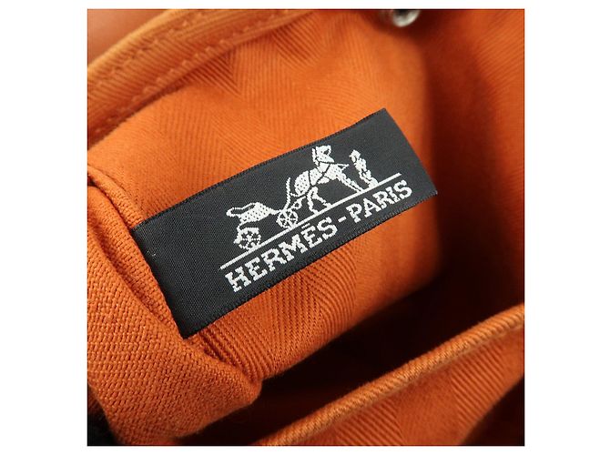 Hermès HERMES Valparaiso PM Toile Chevron Leather Tote Bag Hand Bag Orange - vista 20