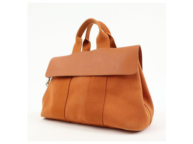 Hermès HERMES Valparaiso PM Toile Chevron Leather Tote Bag Hand Bag Orange - vista 3