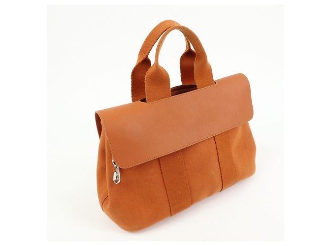 Hermès HERMES Valparaiso PM Toile Chevron Leather Tote Bag Hand Bag Orange - vista 4