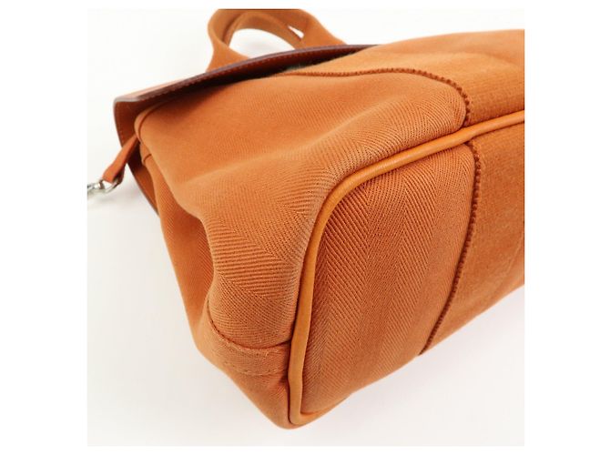 Hermès HERMES Valparaiso PM Toile Chevron Leather Tote Bag Hand Bag Orange - vista 8