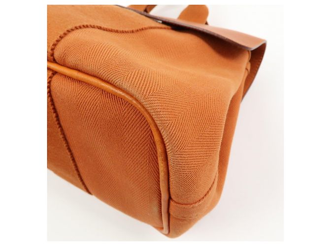 Hermès HERMES Valparaiso PM Toile Chevron Leather Tote Bag Hand Bag Orange - vista 9