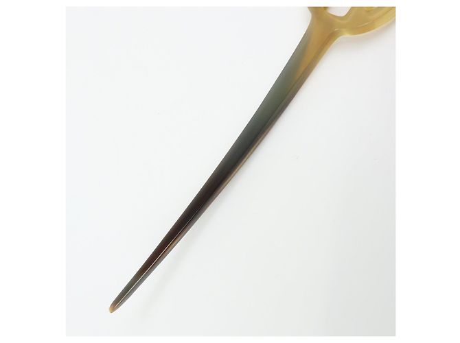 Hermès HERMES Fermaglio per capelli in corno di bufalo Rocaille Kanzashi Natural Brown - vista 10
