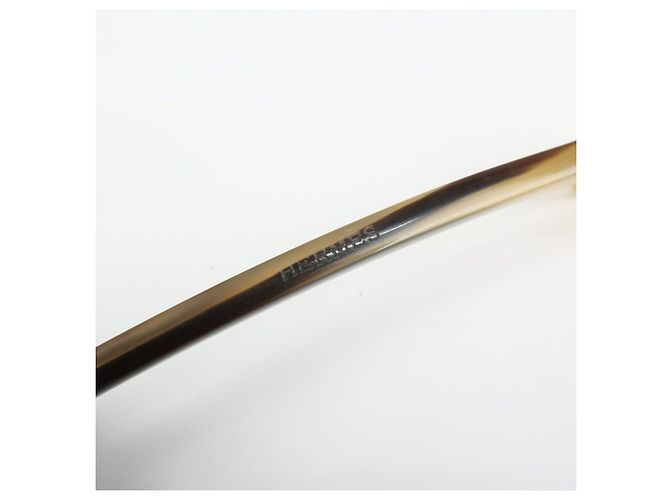 Hermès HERMES Fermaglio per capelli in corno di bufalo Rocaille Kanzashi Natural Brown - vista 12