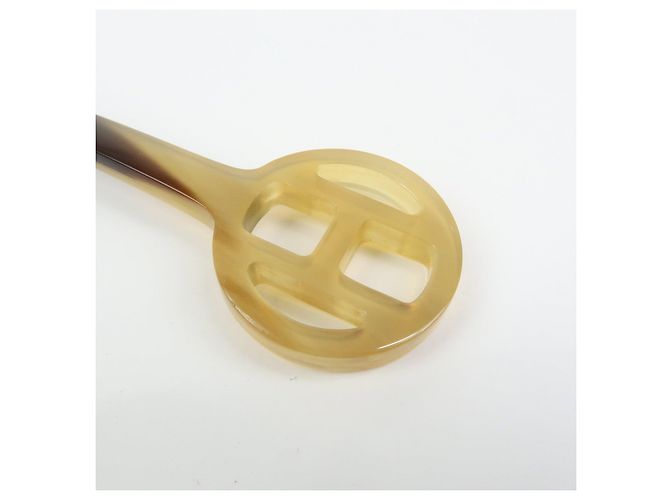 Hermès HERMES Fermaglio per capelli in corno di bufalo Rocaille Kanzashi Natural Brown - vista 4