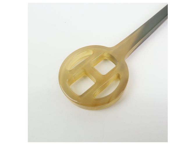 Hermès HERMES Fermaglio per capelli in corno di bufalo Rocaille Kanzashi Natural Brown - vista 5