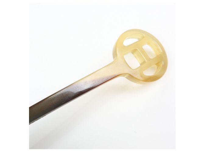 Hermès HERMES Fermaglio per capelli in corno di bufalo Rocaille Kanzashi Natural Brown - vista 6