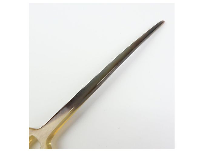 Hermès HERMES Fermaglio per capelli in corno di bufalo Rocaille Kanzashi Natural Brown - vista 9