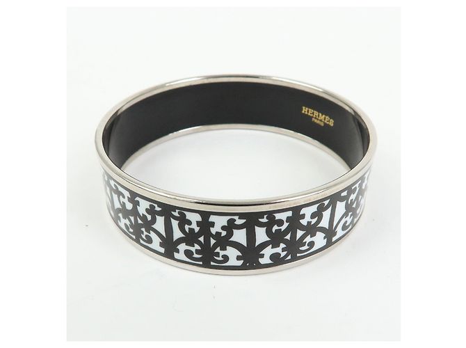 Hermès HERMES Email GM Bracciale Rigido Guadalquivir Placcato Argento Bianco Nero - vista 3