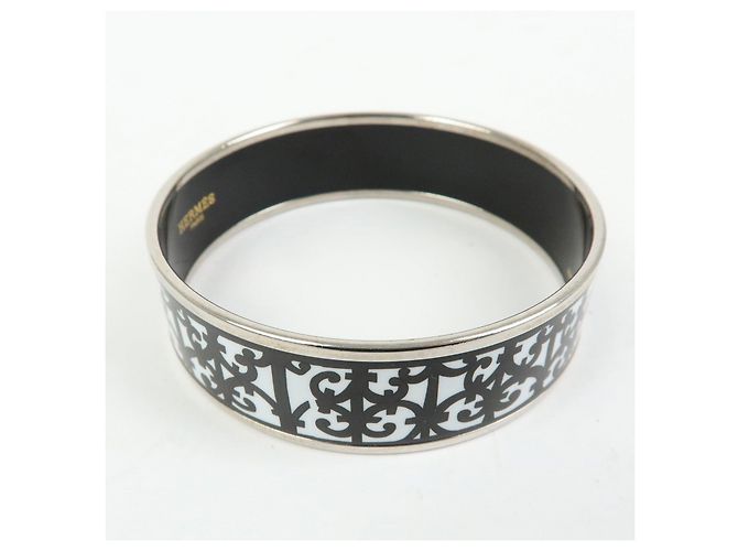 Hermès HERMES Email GM Bracciale Rigido Guadalquivir Placcato Argento Bianco Nero - vista 4