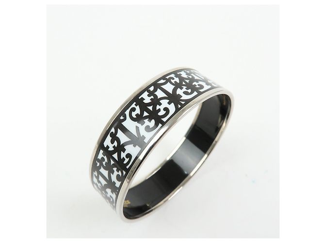Hermès HERMES Email GM Bracciale Rigido Guadalquivir Placcato Argento Bianco Nero - vista 5