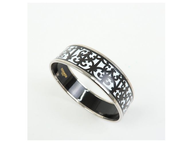 Hermès HERMES Email GM Bracciale Rigido Guadalquivir Placcato Argento Bianco Nero - vista 6