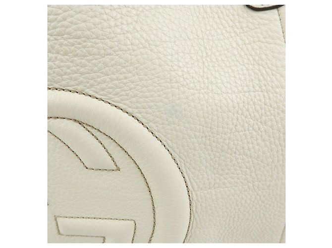Borsa a mano e a tracolla GUCCI SOHO Interlocking G in pelle di vitello Ivory 282309 - vista 14