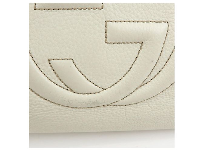 Borsa a mano e a tracolla GUCCI SOHO Interlocking G in pelle di vitello Ivory 282309 - vista 15