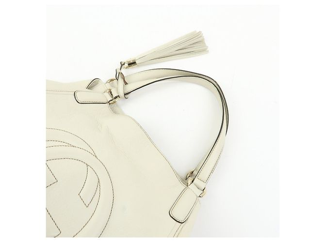 Borsa a mano e a tracolla GUCCI SOHO Interlocking G in pelle di vitello Ivory 282309 - vista 6