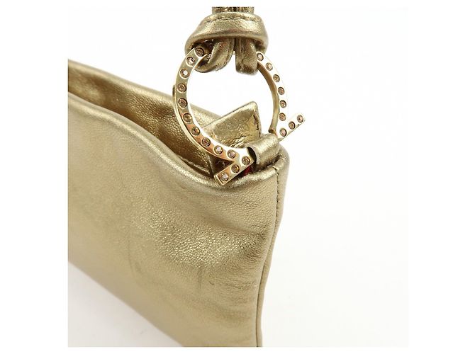 Salvatore Ferragamo Borsa a tracolla Ferragamo Gancini in pelle Nappa Oro - vista 11