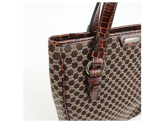 Céline Borsa Tote e Borsa a Mano CELINE Macadam in Tela e Pelle Goffrata Marrone - vista 16
