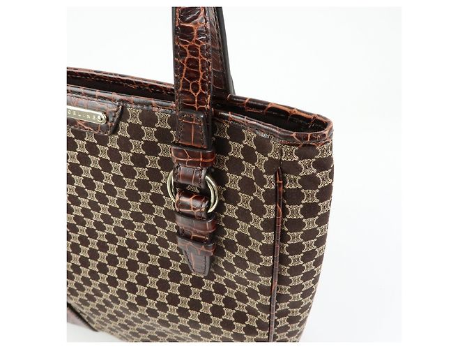 Céline Borsa Tote e Borsa a Mano CELINE Macadam in Tela e Pelle Goffrata Marrone - vista 17