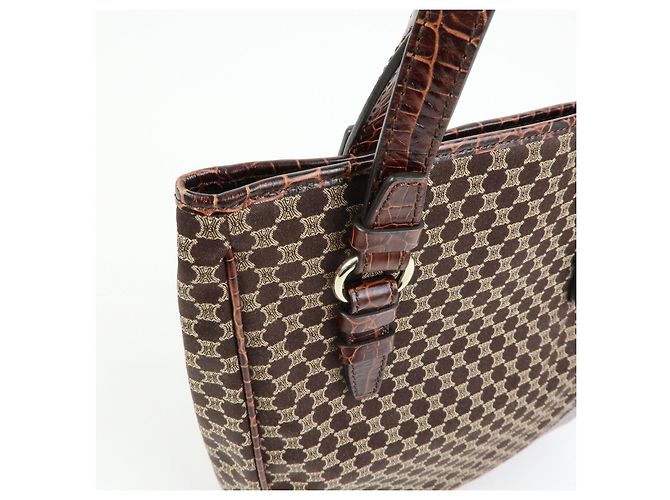 Céline Borsa Tote e Borsa a Mano CELINE Macadam in Tela e Pelle Goffrata Marrone - vista 18