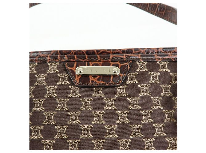 Céline Borsa Tote e Borsa a Mano CELINE Macadam in Tela e Pelle Goffrata Marrone - vista 19