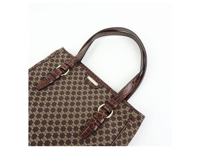 Céline Borsa Tote e Borsa a Mano CELINE Macadam in Tela e Pelle Goffrata Marrone - vista 6