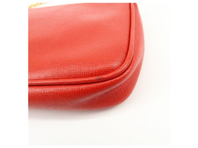 FENDI Pochette a mano con catena in pelle goffrata Rosso 8M0271 - vista 11