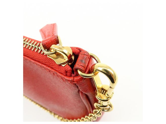 FENDI Pochette a mano con catena in pelle goffrata Rosso 8M0271 - vista 14