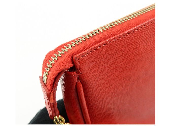 FENDI Pochette a mano con catena in pelle goffrata Rosso 8M0271 - vista 16