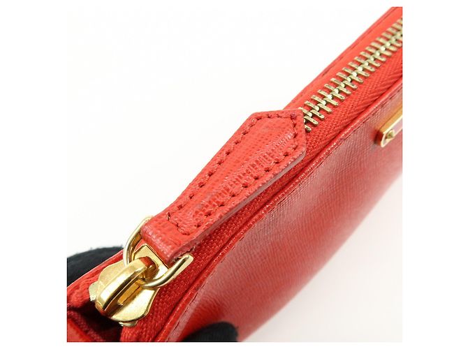FENDI Pochette a mano con catena in pelle goffrata Rosso 8M0271 - vista 18