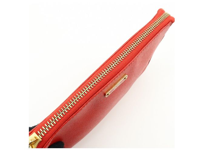 FENDI Pochette a mano con catena in pelle goffrata Rosso 8M0271 - vista 19