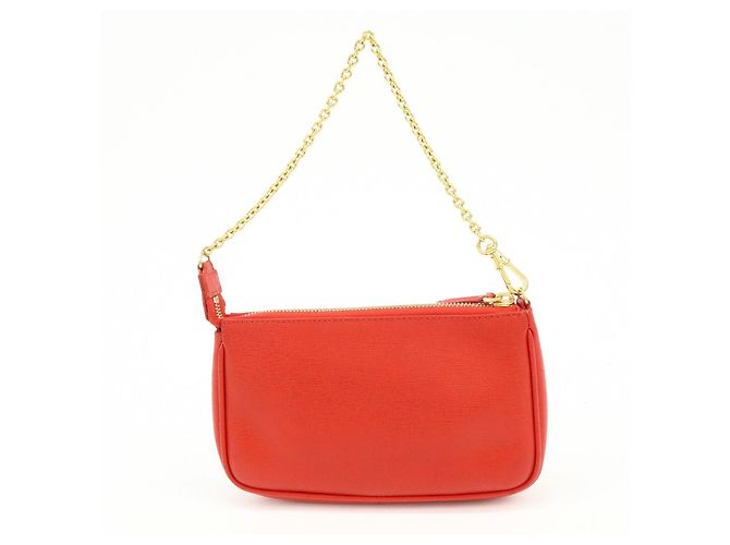 FENDI Pochette a mano con catena in pelle goffrata Rosso 8M0271 - vista 2
