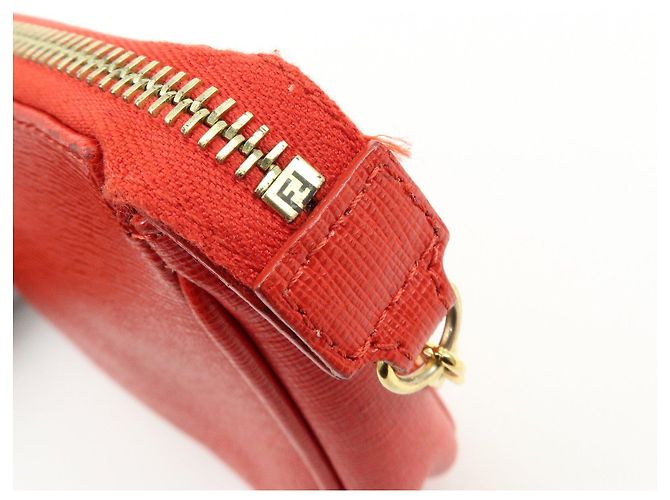 FENDI Pochette a mano con catena in pelle goffrata Rosso 8M0271 - vista 20